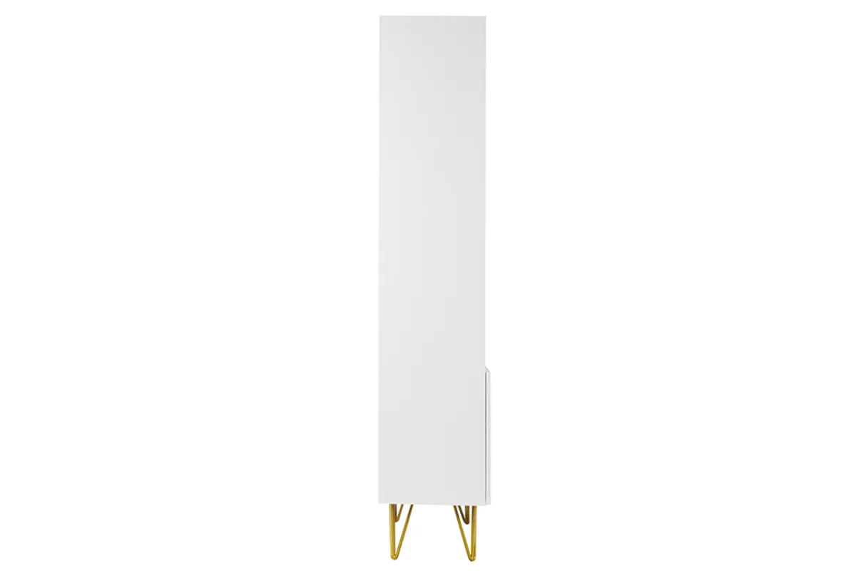 Miliboo Design-Bücherregal graviert matt weiß und goldfarbenes Metall 2 Türen B86 cm OZEN* Bücherregale|Bücherregale