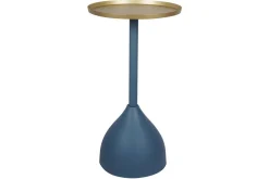 Miliboo Design-Beistelltisch aus Metall im mattem Petrolblau mit vergoldeter Tischplatte RAMSES* Beistelltische