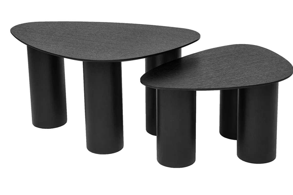 Miliboo Design-Beistelltische aus schwarzem Holz (2er-Set) FOLEEN* Couchtische