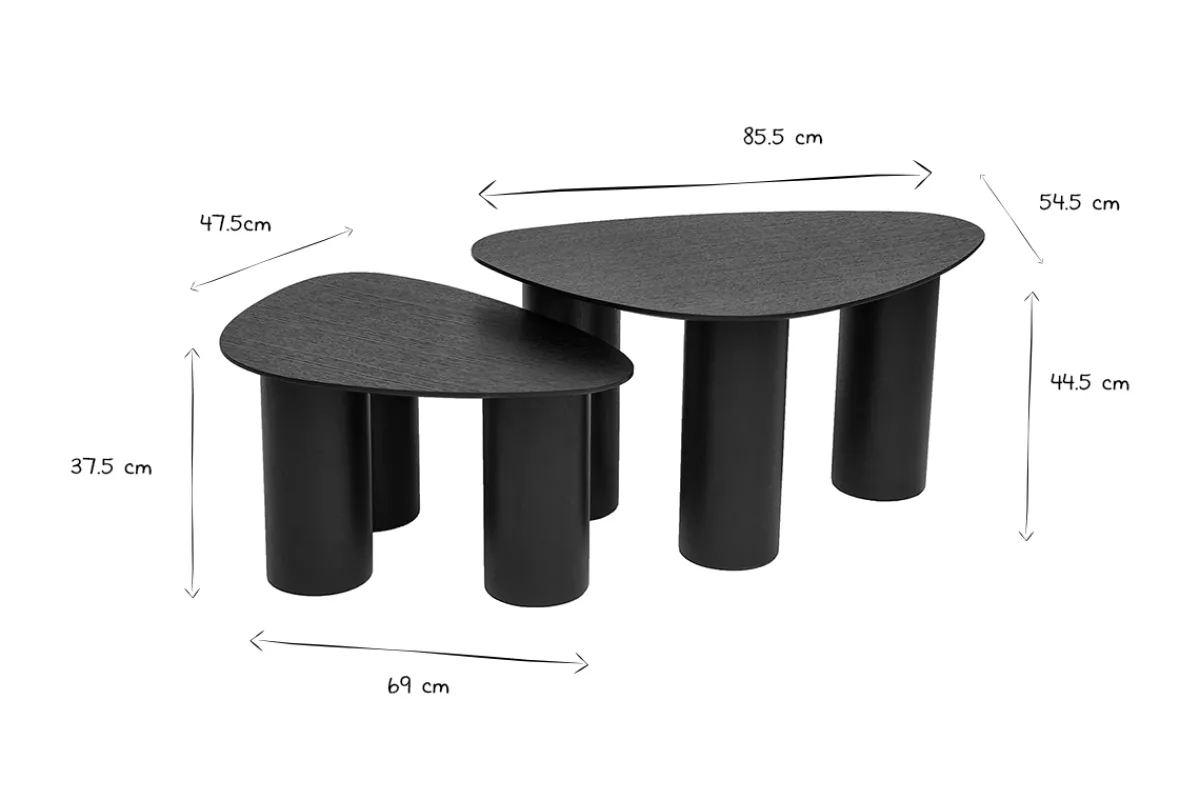 Miliboo Design-Beistelltische aus schwarzem Holz (2er-Set) FOLEEN* Couchtische