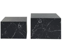 Miliboo Design-Beistelltische mit Marmor-Effekt in Schwarz (2er-Set) CALLA* Couchtische