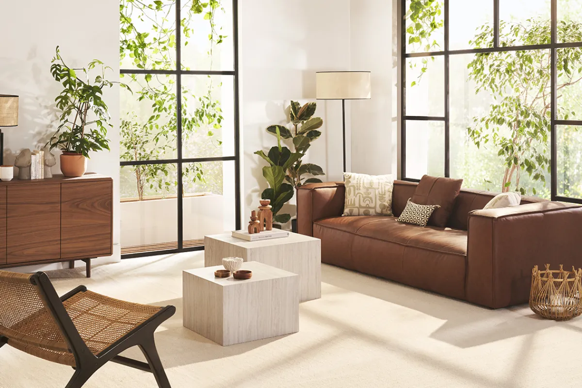 Miliboo Design-Bestelltische mit Travertin-Effekt (2er-Set) CALLA* Couchtische