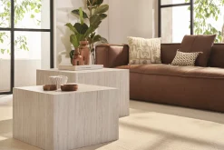 Miliboo Design-Bestelltische mit Travertin-Effekt (2er-Set) CALLA* Couchtische