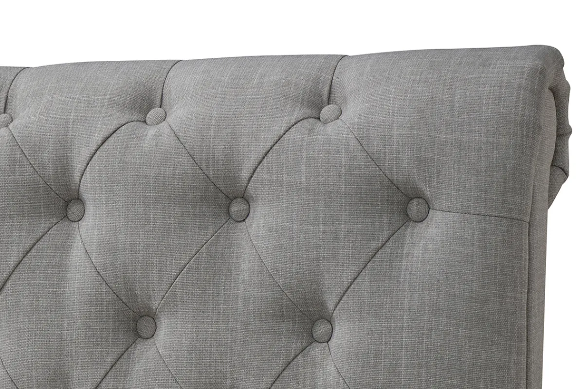Miliboo Design-Bett 2 Personen 160 cm x 200 cm Samt Grau RILEY* Betten Für Erwachsene