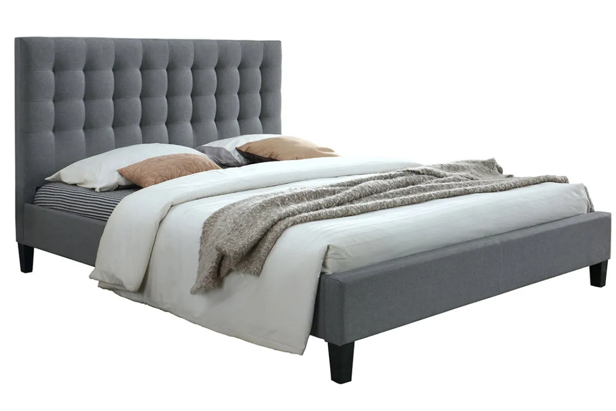 Miliboo Design-Bett gepolstert Stoff Hellgrau 160 x 200 cm DANAE* Betten Für Erwachsene