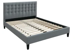 Miliboo Design-Bett gepolstert Stoff Hellgrau 160 x 200 cm DANAE* Betten Für Erwachsene