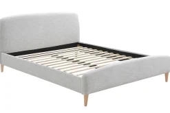 Miliboo Design-Bett Stoff Grau und Holz 160 x 200 cm NIELS* Betten Für Erwachsene