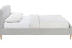 Miliboo Design-Bett Stoff Grau und Holz 160 x 200 cm NIELS* Betten Für Erwachsene