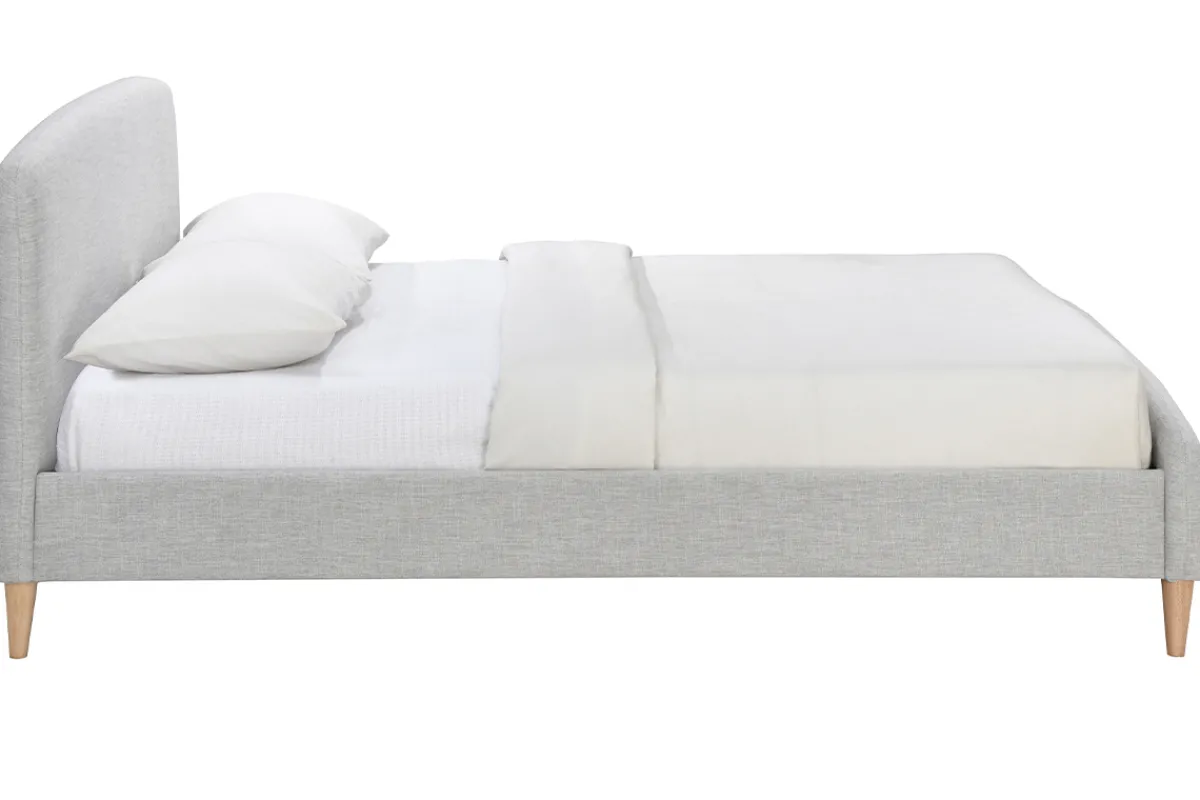 Miliboo Design-Bett Stoff Grau und Holz 160 x 200 cm NIELS* Betten Für Erwachsene