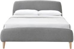 Miliboo Design-Bett Stoff Grau und Holz 140 x 200 cm NIELS* Betten Für Erwachsene