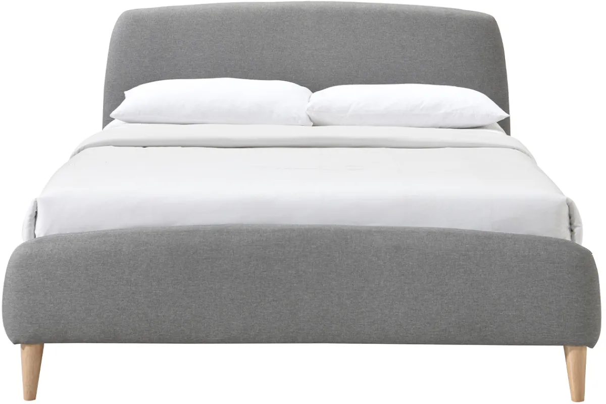 Miliboo Design-Bett Stoff Grau und Holz 140 x 200 cm NIELS* Betten Für Erwachsene