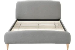 Miliboo Design-Bett Stoff Grau und Holz 140 x 200 cm NIELS* Betten Für Erwachsene