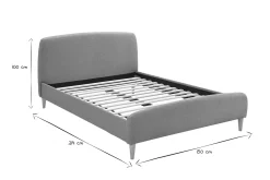 Miliboo Design-Bett Stoff Grau und Holz 140 x 200 cm NIELS* Betten Für Erwachsene