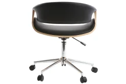Miliboo Design-Bürosessel ARAMIS, schwarzes PU/helles Holz* Bürostühle|Bürostuhl Zum Kleinen Preis