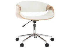 Miliboo Design-Bürosessel ARAMIS, weißes PU/helles Holz* Bürostühle|Bürostuhl Zum Kleinen Preis