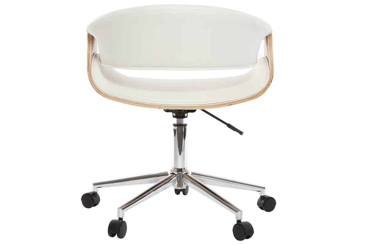 Miliboo Design-Bürosessel ARAMIS, weißes PU/helles Holz* Bürostühle|Bürostuhl Zum Kleinen Preis