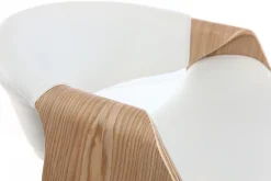 Miliboo Design-Bürosessel ARAMIS, weißes PU/helles Holz* Bürostühle|Bürostuhl Zum Kleinen Preis