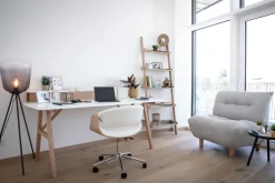 Miliboo Design-Bürosessel ARAMIS, weißes PU/helles Holz* Bürostühle|Bürostuhl Zum Kleinen Preis