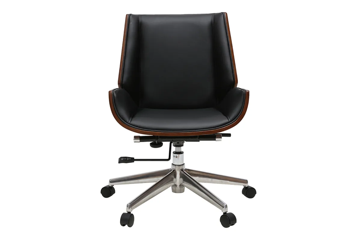 Miliboo Design-Bürosessel dunkles Holz und Schwarz CURVED* Bürostühle|Bürostuhl Zum Kleinen Preis