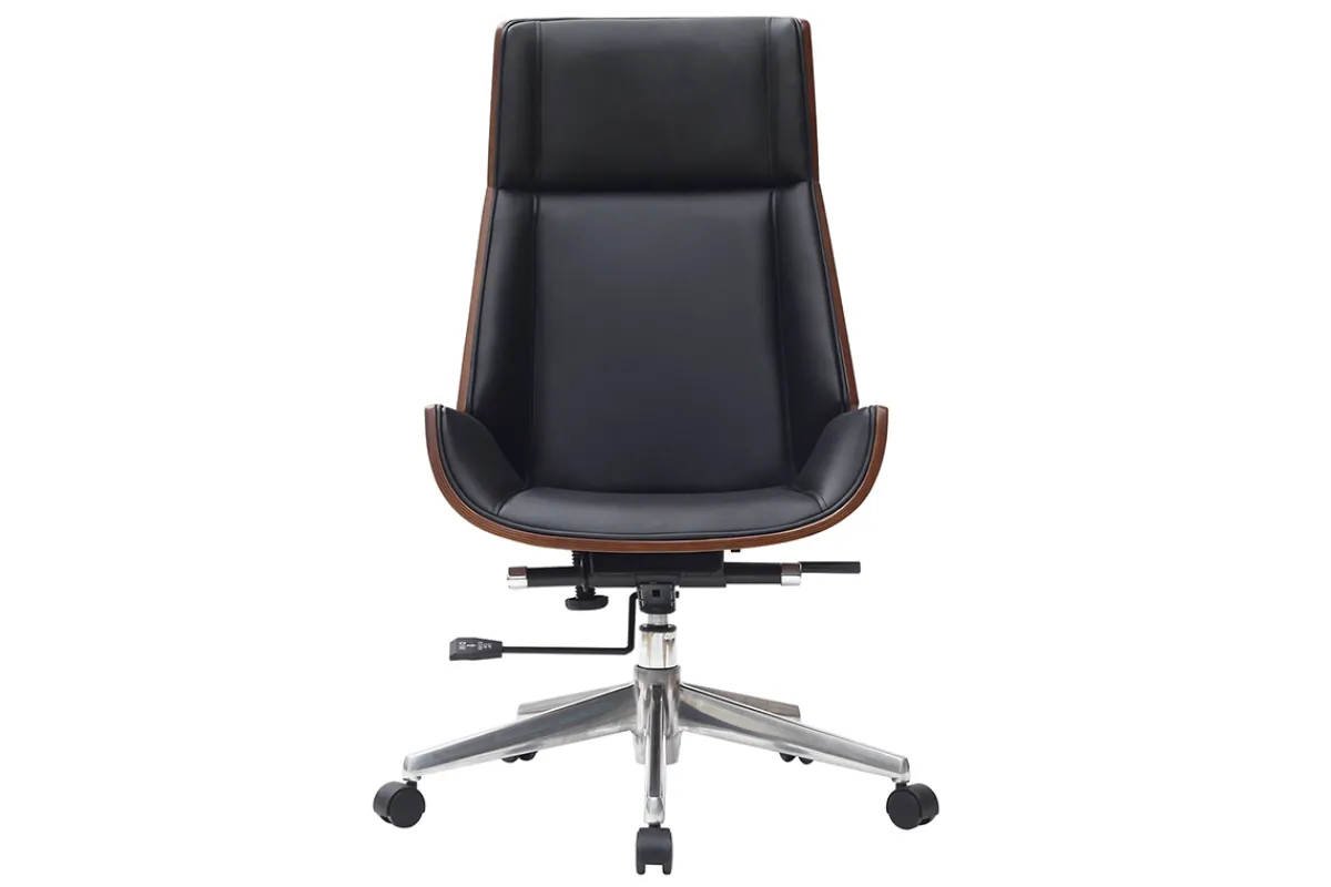 Miliboo Design-Bürosessel dunkles Holz und Schwarz CURVED* Bürostühle|Bürostuhl Zum Kleinen Preis