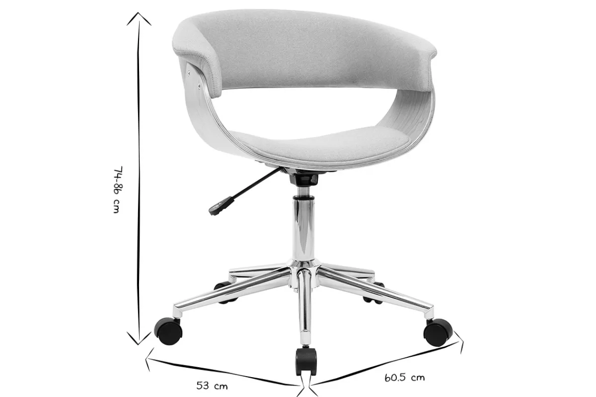 Miliboo Design-Bürosessel grauer Stoff und helles Holz OKTAV* Bürostühle|Bürostuhl Zum Kleinen Preis