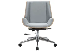 Miliboo Design-Bürosessel helles Holz und PU hellgrauer CURVED* Bürostühle|Bürostuhl Zum Kleinen Preis