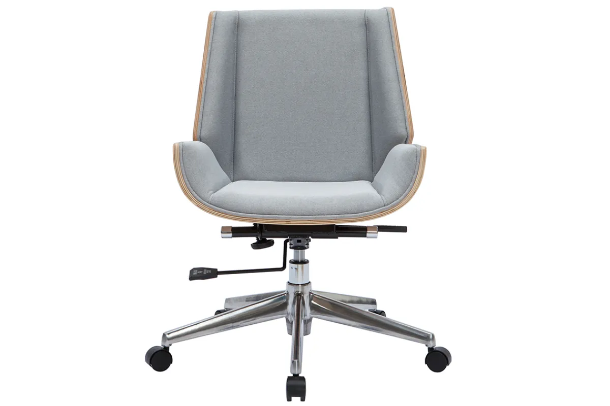Miliboo Design-Bürosessel helles Holz und PU hellgrauer CURVED* Bürostühle|Bürostuhl Zum Kleinen Preis