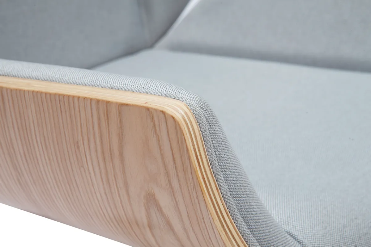 Miliboo Design-Bürosessel helles Holz und PU hellgrauer CURVED* Bürostühle|Bürostuhl Zum Kleinen Preis