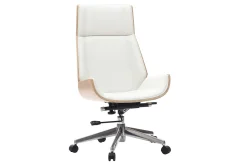 Miliboo Design-Bürosessel helles Holz und PU Weiß CURVED* Bürostühle|Bürostuhl Zum Kleinen Preis