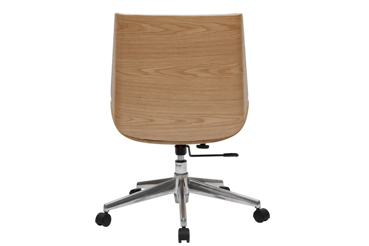 Miliboo Design-Bürosessel helles Holz und PU Weiß CURVED* Bürostühle|Bürostuhl Zum Kleinen Preis