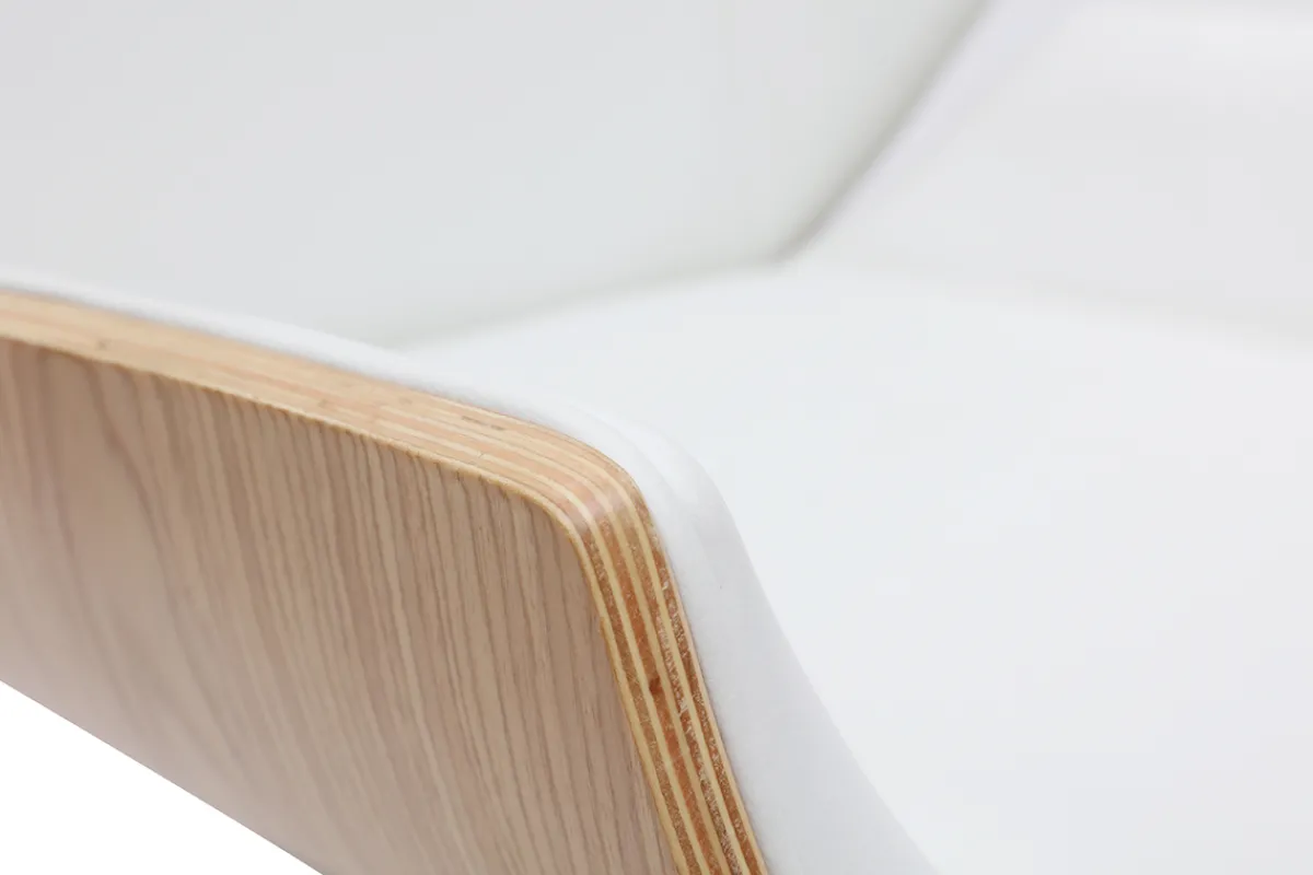 Miliboo Design-Bürosessel helles Holz und PU Weiß CURVED* Bürostühle|Bürostuhl Zum Kleinen Preis