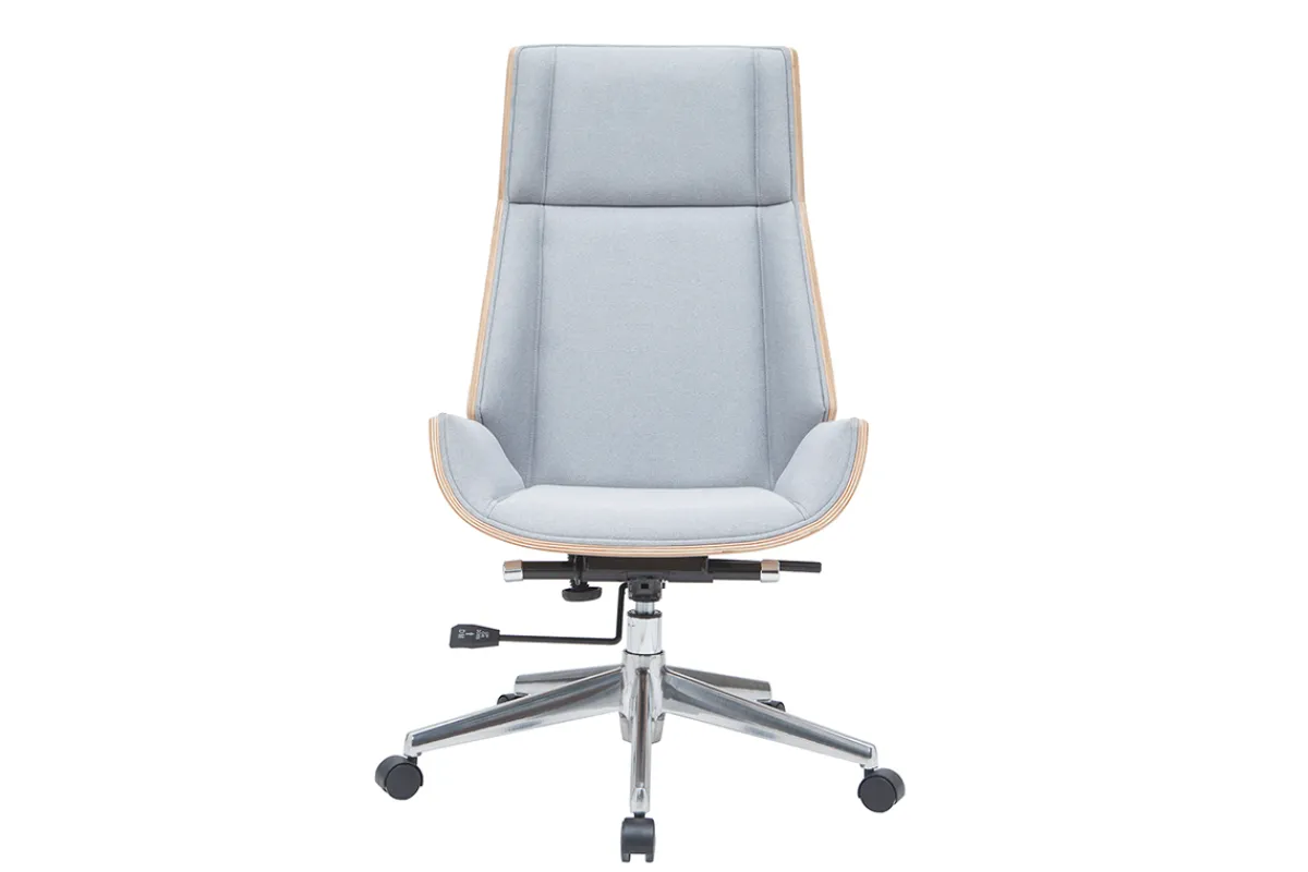 Miliboo Design-Bürosessel helles Holz und PU Grau CURVED* Bürostühle|Ergonomischer Bürostühle