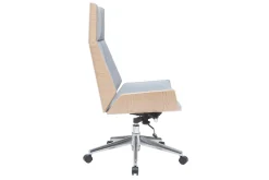 Miliboo Design-Bürosessel helles Holz und PU Grau CURVED* Bürostühle|Ergonomischer Bürostühle