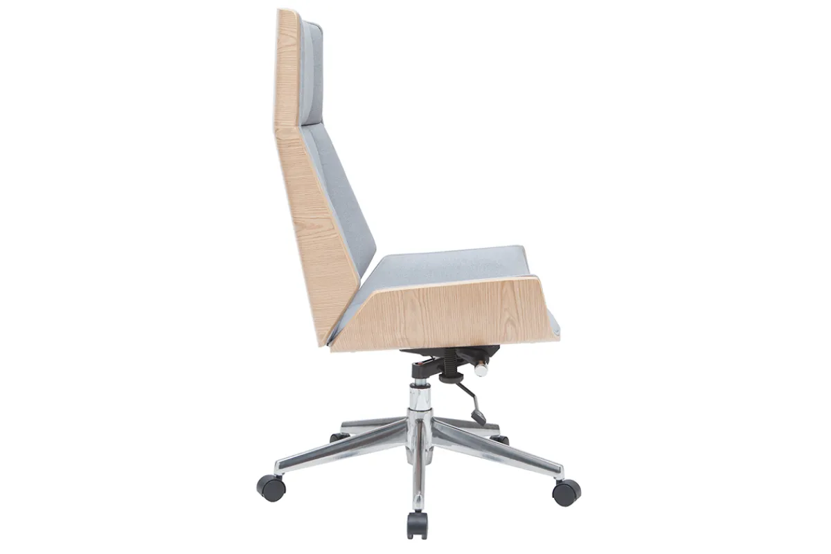 Miliboo Design-Bürosessel helles Holz und PU Grau CURVED* Bürostühle|Ergonomischer Bürostühle