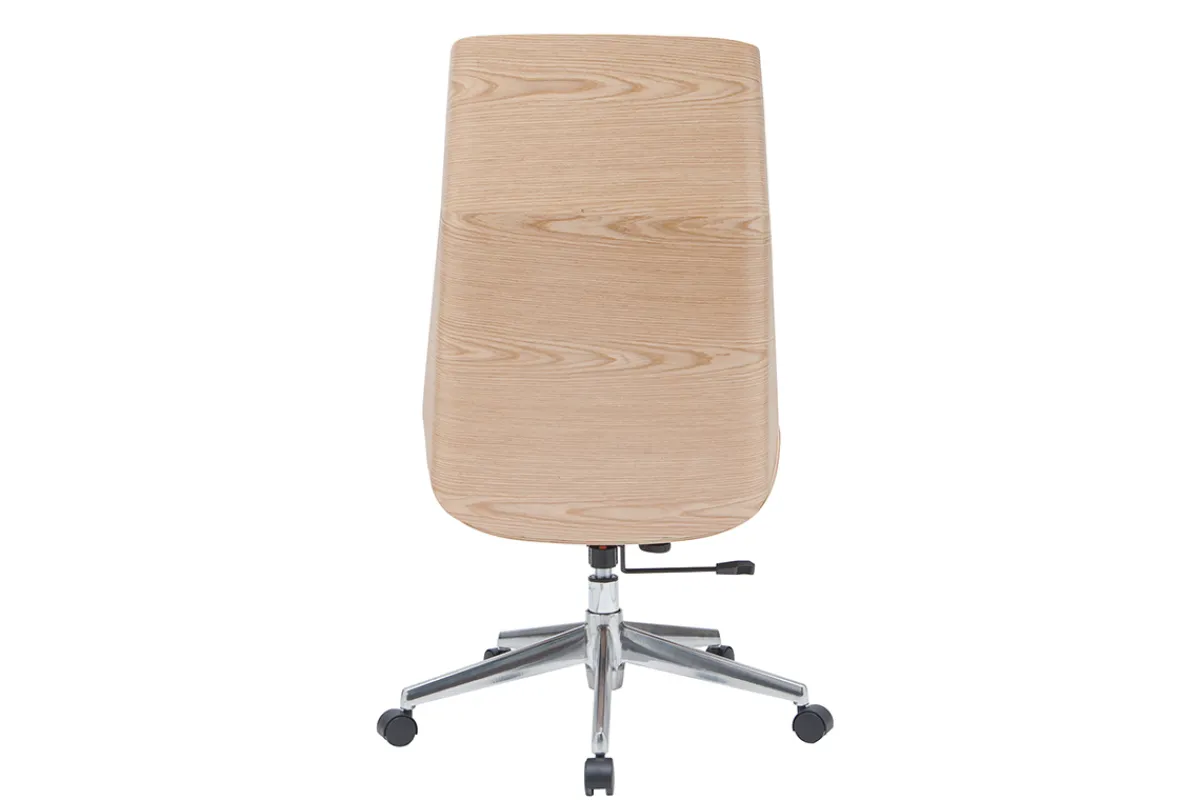 Miliboo Design-Bürosessel helles Holz und PU Grau CURVED* Bürostühle|Ergonomischer Bürostühle