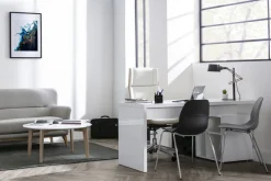 Miliboo Design-Bürosessel helles Holz und PU Grau CURVED* Bürostühle|Ergonomischer Bürostühle
