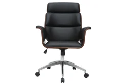Miliboo Design-Bürosessel schwarz und dunkles Holz ELON* Bürostühle|Ergonomischer Bürostühle