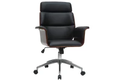 Miliboo Design-Bürosessel schwarz und dunkles Holz ELON* Bürostühle|Ergonomischer Bürostühle