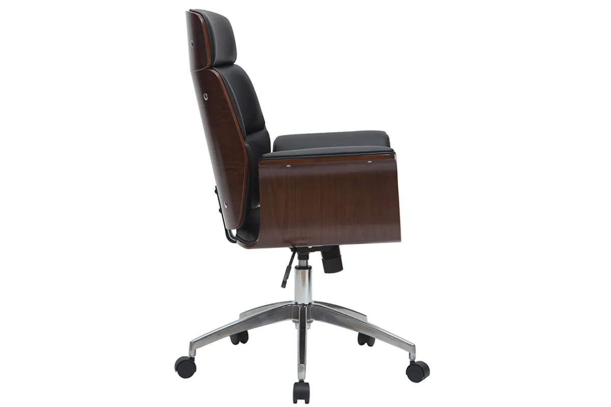 Miliboo Design-Bürosessel schwarz und dunkles Holz ELON* Bürostühle|Ergonomischer Bürostühle