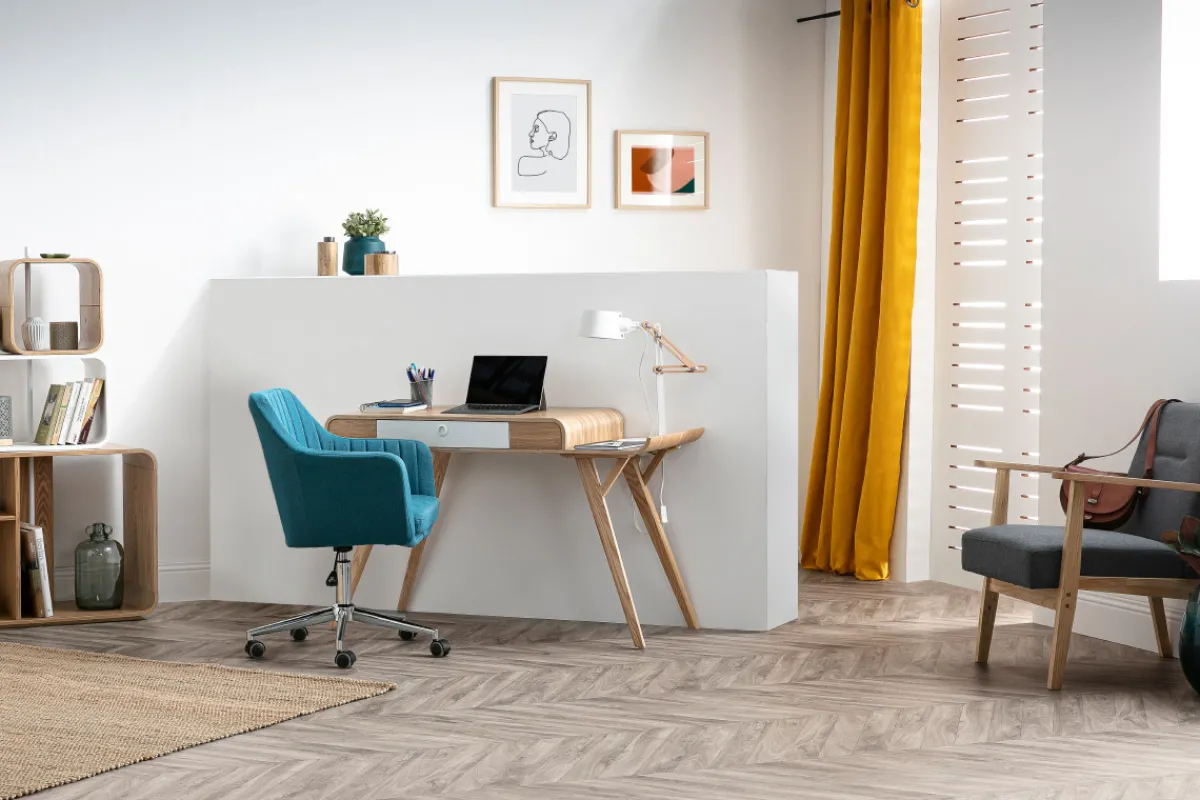 Miliboo Design-Bürosessel Stoff Blaugrün ALEYNA* Bürostühle|Bürostuhl Zum Kleinen Preis