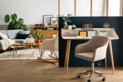 Miliboo Design-Bürosessel Stoff Hellgrau BALTIK (Dieses Produkt wird nicht mehr verkauft)* Bürostühle|Bürostuhl Zum Kleinen Preis