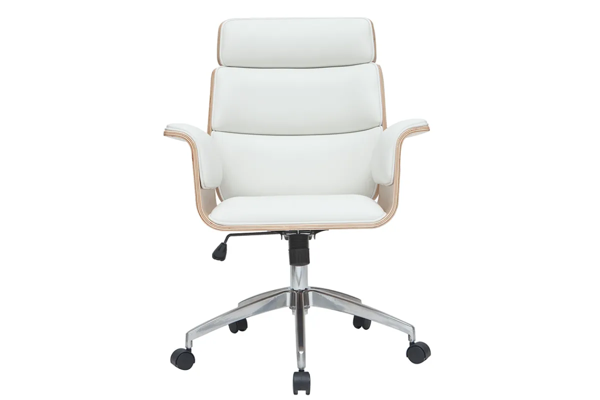 Miliboo Design-Bürosessel weiß und helles Holz ELON* Bürostühle|Bürostuhl Zum Kleinen Preis