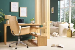 Miliboo Design-Bürosessel weiß und helles Holz ELON* Bürostühle|Bürostuhl Zum Kleinen Preis