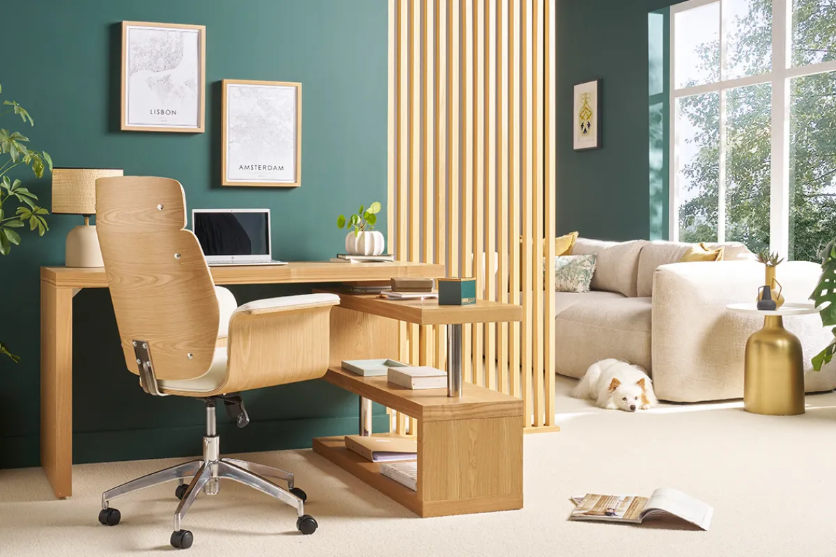 Miliboo Design-Bürosessel weiß und helles Holz ELON* Bürostühle|Bürostuhl Zum Kleinen Preis