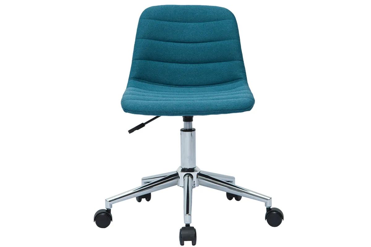 Miliboo Design-Bürostuhl entenblauer Stoff und verchromter Stahl SAURY* Bürostühle|Bürostuhl Zum Kleinen Preis