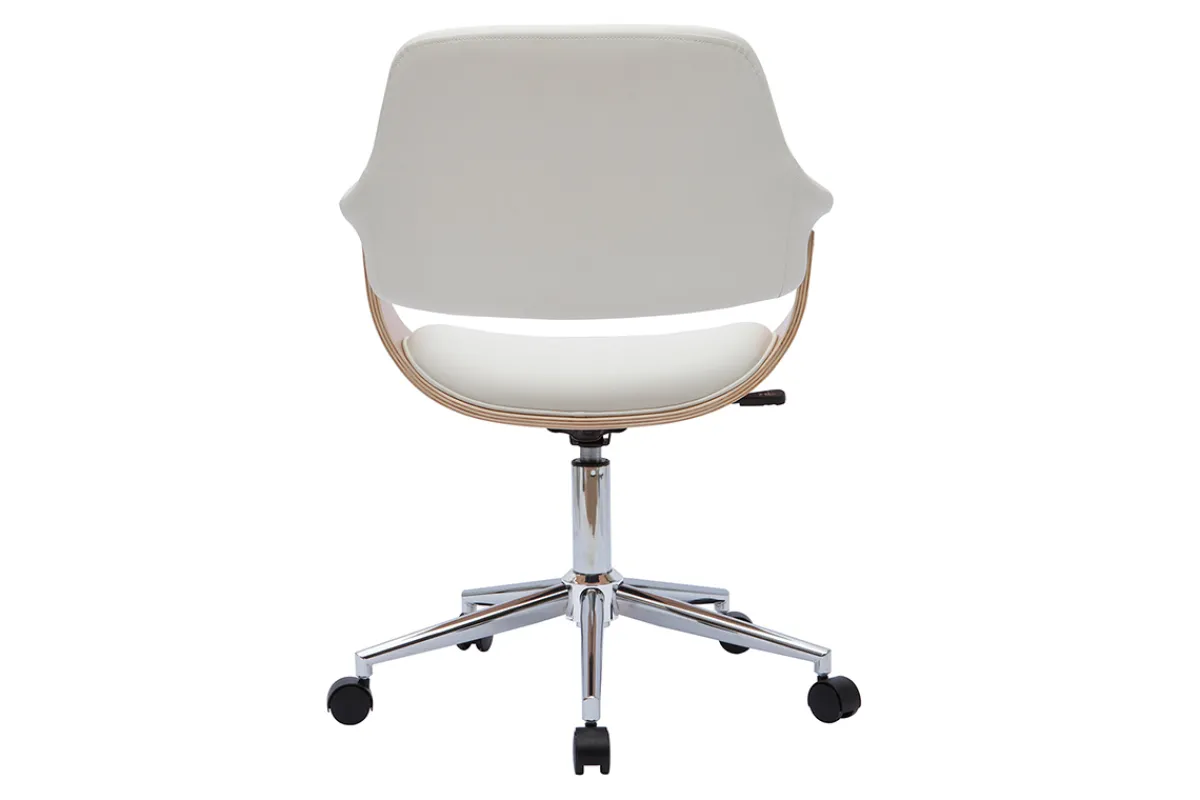 Miliboo Design-Bürostuhl in Weiß mit hellem Holz HANSEN* Bürostühle|Bürostuhl Zum Kleinen Preis
