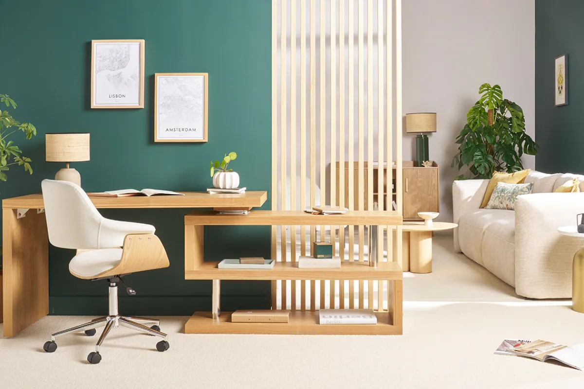Miliboo Design-Bürostuhl in Weiß mit hellem Holz HANSEN* Bürostühle|Bürostuhl Zum Kleinen Preis