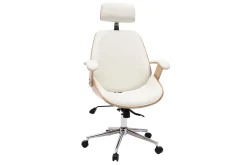 Miliboo Design-Bürostuhl in Weiß mit hellem Holz und verchromtem Stahl MUSK* Bürostühle|Ergonomischer Bürostühle