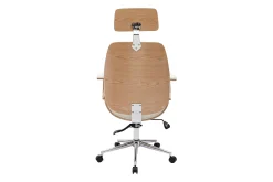 Miliboo Design-Bürostuhl in Weiß mit hellem Holz und verchromtem Stahl MUSK* Bürostühle|Ergonomischer Bürostühle