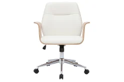 Miliboo Design-Bürostuhl in Weiß mit hellem Holz RUFIN* Bürostühle|Bürostuhl Zum Kleinen Preis